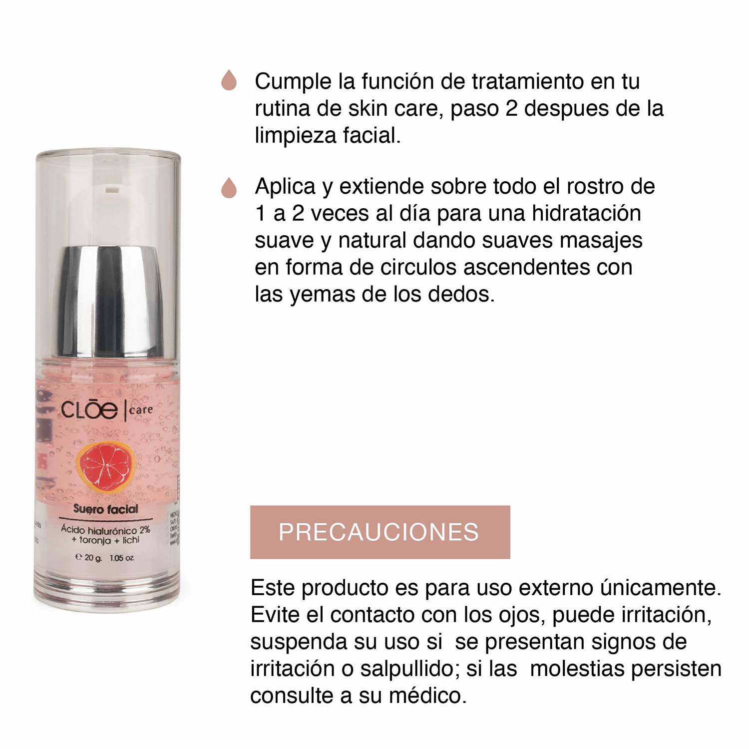 SUERO FACIAL CON ÁCIDO HIALURÓNICO + TORONJA  (SUERO HIDRATANTE PARA ROSTRO)